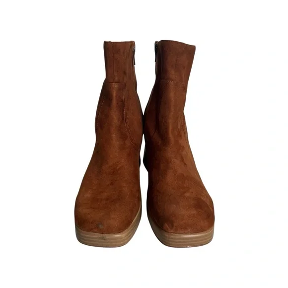 BP Keyla Platform Block Heel Square Toe Faux Suede Ankle Boots Women’s Size 11 - Picture 6 of 10